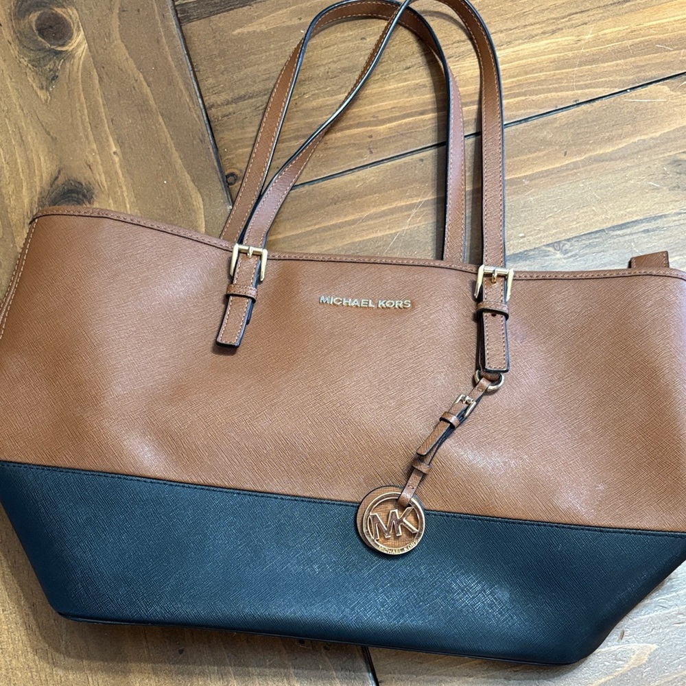 Michael Kors Tan and Black Tote Bag